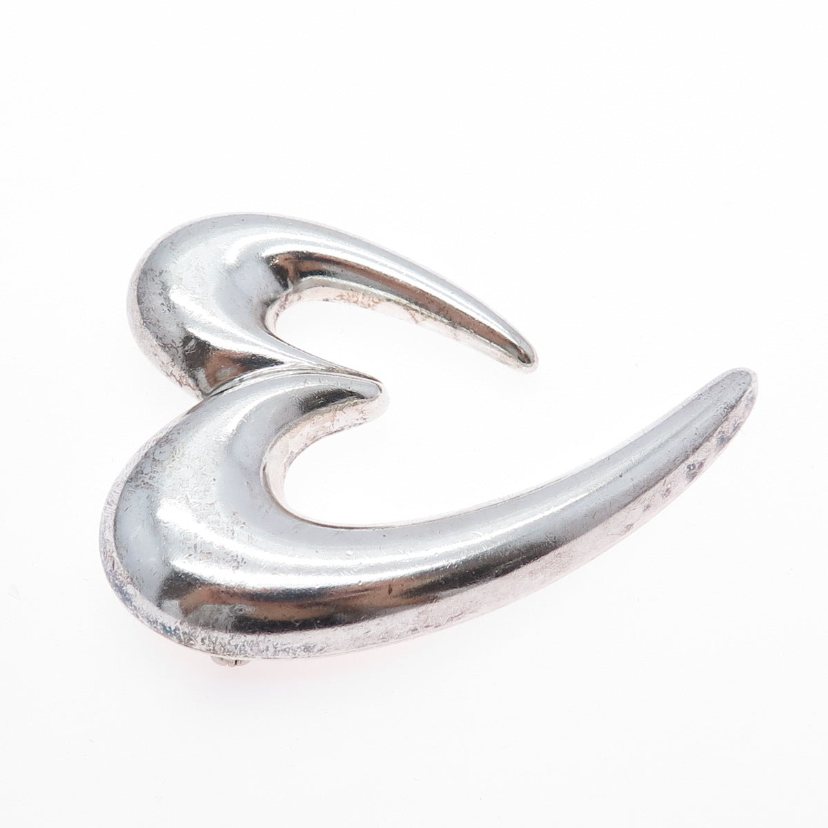 SIERRA 925 Sterling Silver Vintage Mexico Modernist Heart Pin Brooch