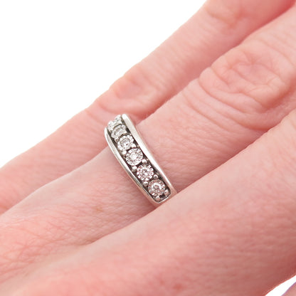 925 Sterling Silver Real Round-Cut Diamond Half Eternity Ring Size 6.25