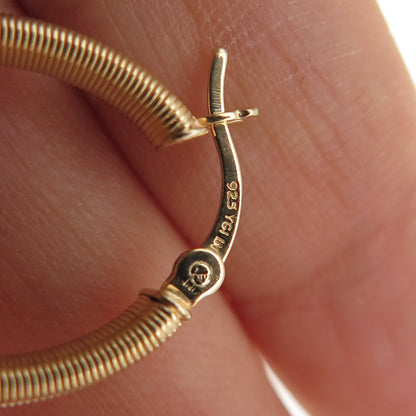 925 Sterling Silver Gold Plated Snake Link Oval Hoop Earrings