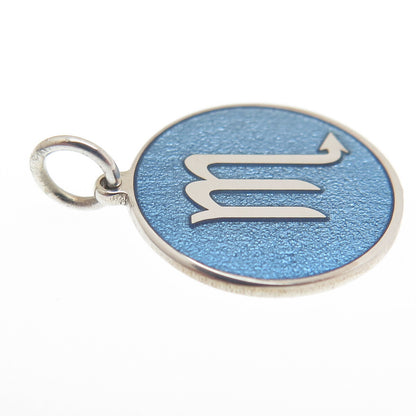 925 Sterling Silver Blue Enamel Scorpio Zodiac Sign Minimalist Charm Pendant