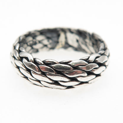 925 Sterling Silver Vintage Braided Oxidized Band Ring Size 7.25