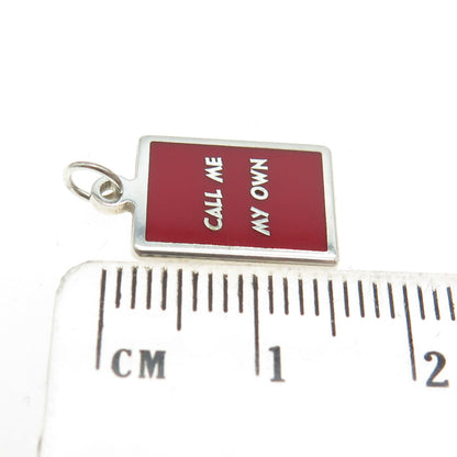 925 Sterling Silver Red Enamel "Call Me My Own" Minimalist Charm Pendant