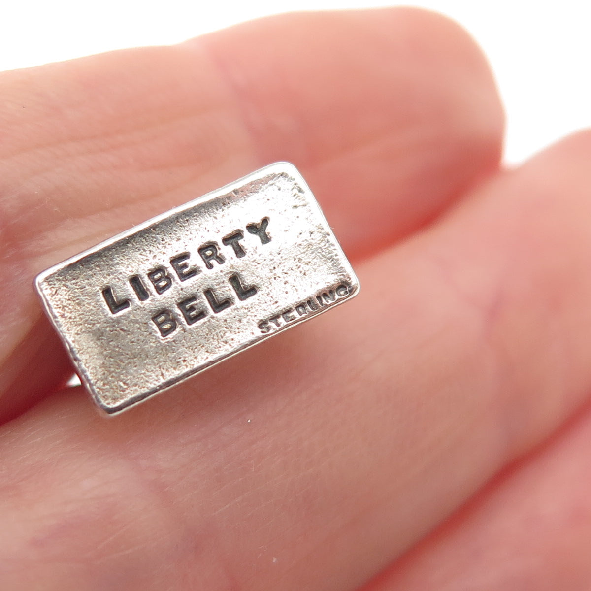 925 Sterling Silver Vintage Liberty Bell Oxidized 3D Mini Charm Pendant
