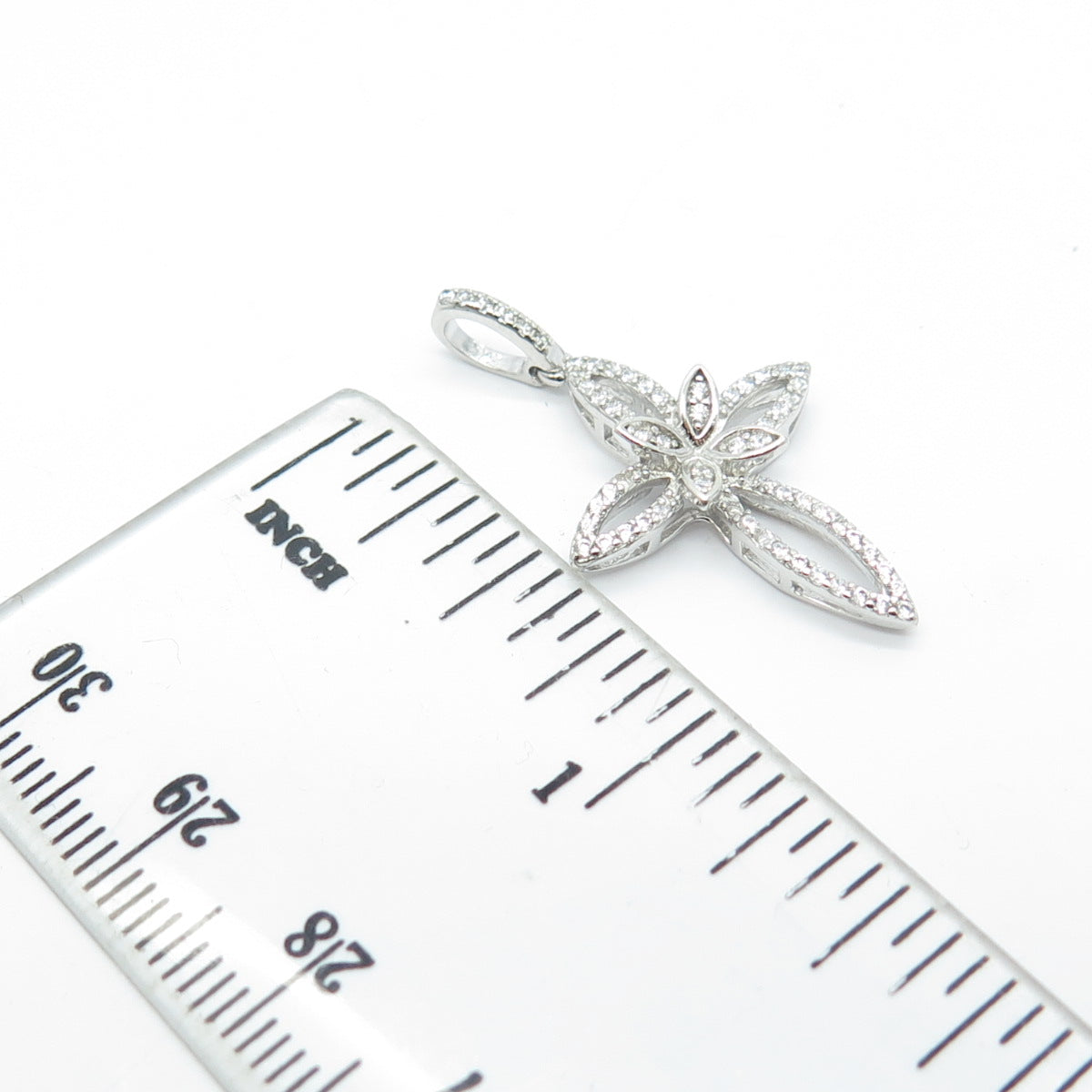 925 Sterling Silver Pave C Z Cross Pendant