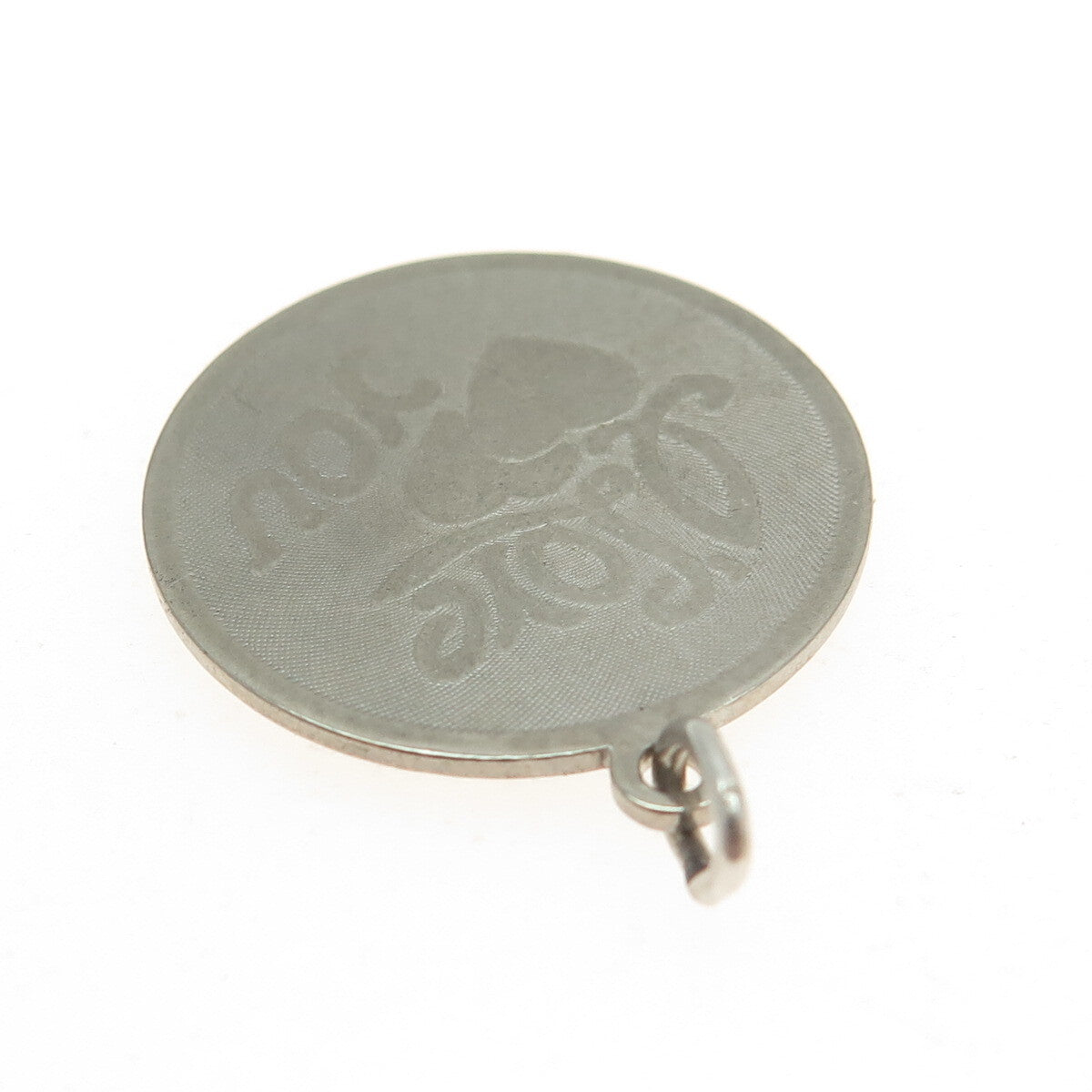 DANECRAFT 925 Sterling Silver Vintage "I Love You" Round Pendant