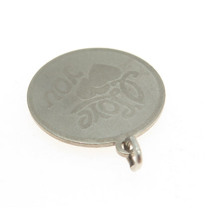 DANECRAFT 925 Sterling Silver Vintage "I Love You" Round Pendant