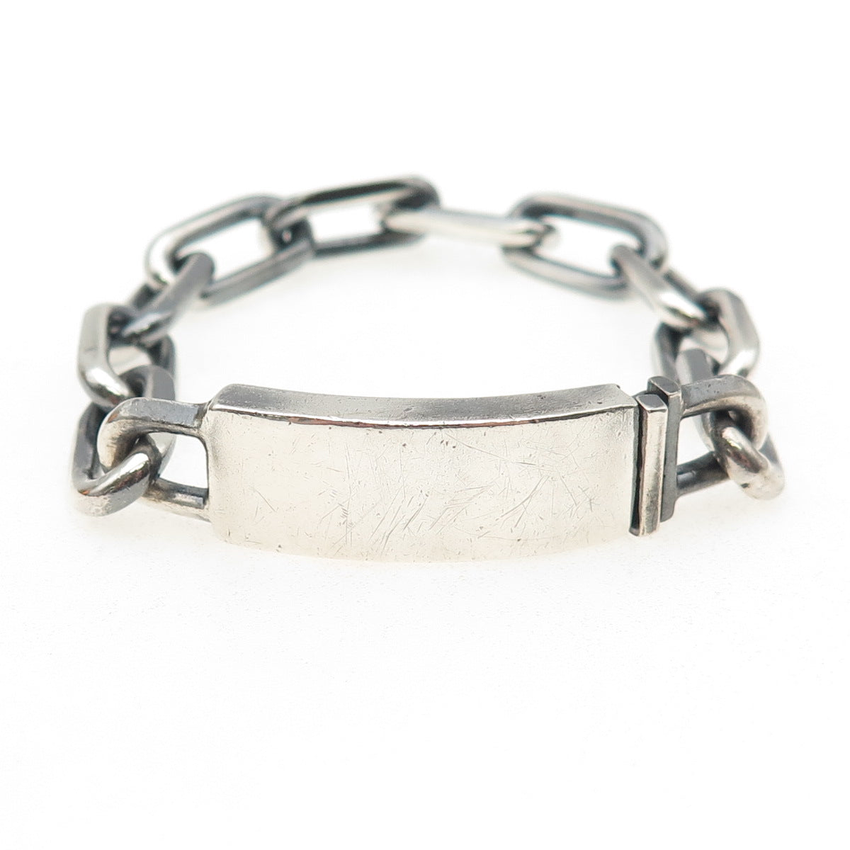 925 Sterling Silver Vintage Oxidized Cable Link ID Bracelet 6.5"