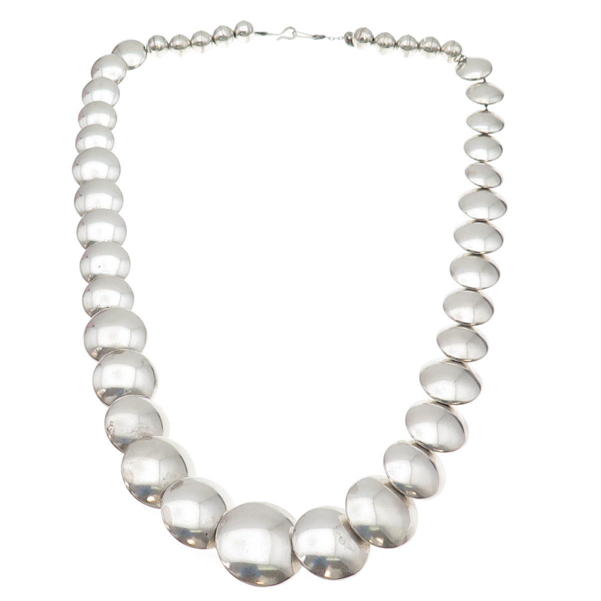 Jimmy Yazzie Navajo Old Pawn Sterling Graduated Concho Navajo Pearl Necklace 24"