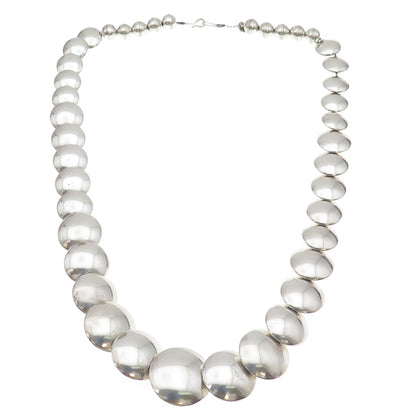 Jimmy Yazzie Navajo Old Pawn Sterling Graduated Concho Navajo Pearl Necklace 24"