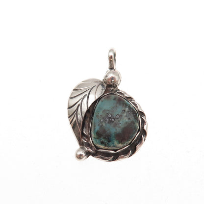 Michael Thompson Navajo Old Pawn 925 Sterling Vintage Turquoise Feather Pendant