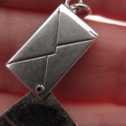 925 Sterling Silver Antique You're Tops Report Card Envelope Mini Slide Pendant
