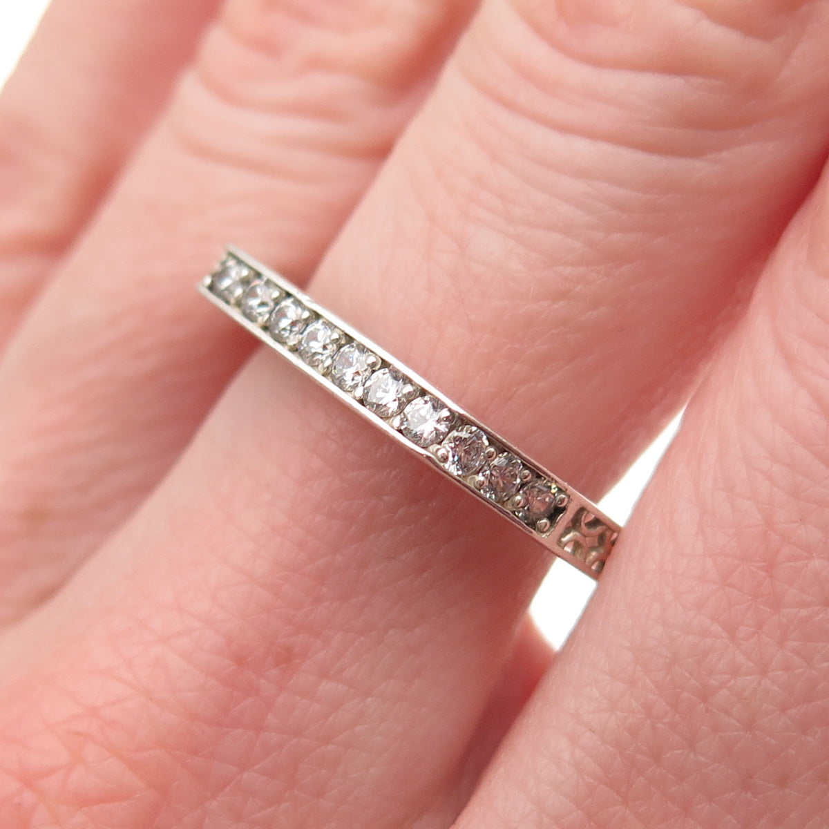 925 Sterling Silver Round-Cut C Z Stackable Ring Size 10