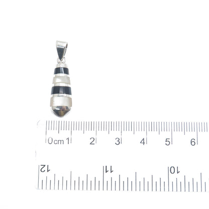 PD Premier Designs 925 Sterling Silver Vintage Real Black Onyx MOP Charm Pendant