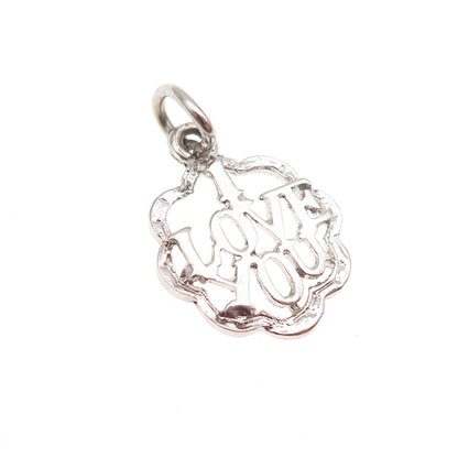 925 Sterling Silver Vintage I Love You Oxidized Mini Charm Pendant