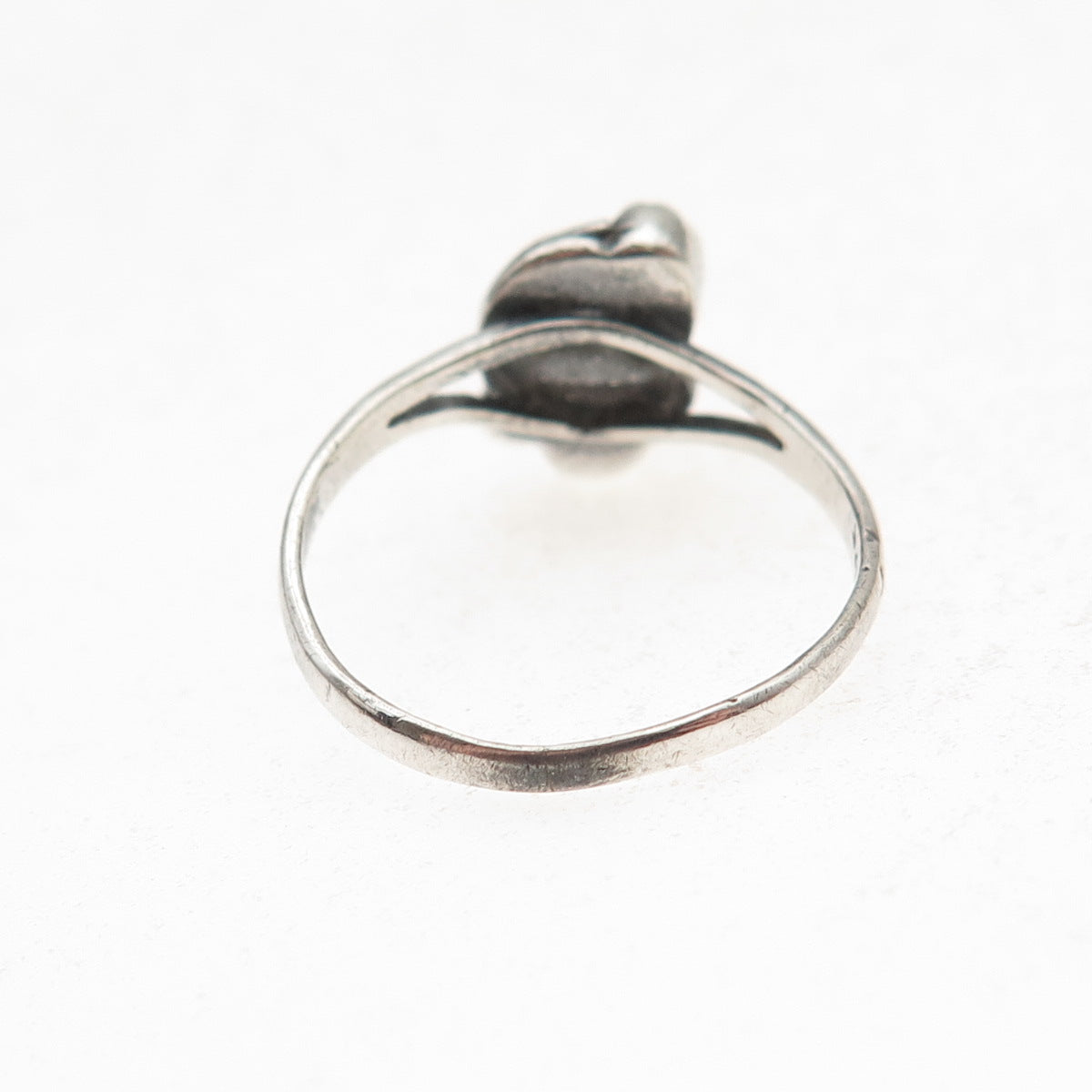 Old Pawn Sterling Silver Vintage Southwestern Black Onyx Feather Ring Size 7.5
