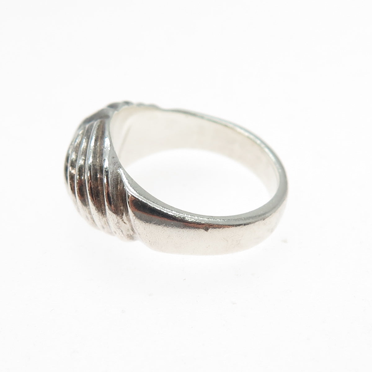 925 Sterling Silver Vintage Modernist Yin Yang Oxidized Ring Size 6.25