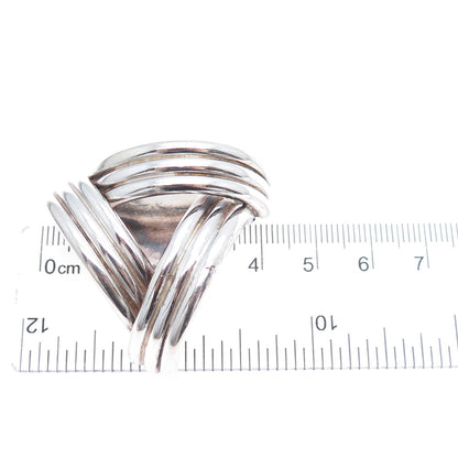 925 Sterling Silver Vintage Mexico Modernist Triangle Oxidized Pin Brooch