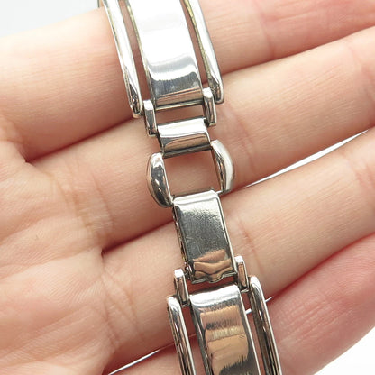 925 Sterling Silver Vintage Panel Link Bracelet 7"