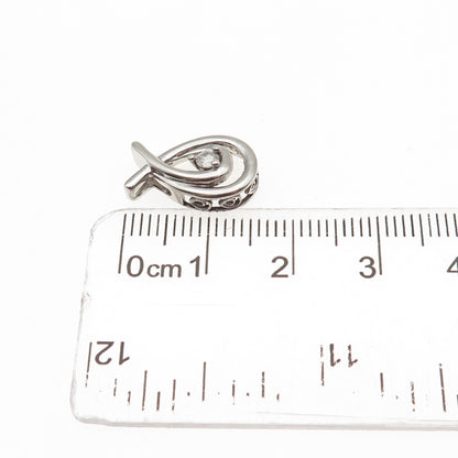 KENDRA SCOTT 925 Sterling Silver Real Diamond Teardrop Mini Slide Charm Pendant