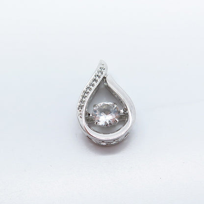 925 Sterling Silver White & Blue Topaz-Tone C Z Slide Pendant