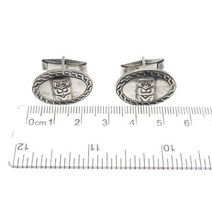 900 Silver Vintage Peruvian Goddess Oxidized Cufflinks