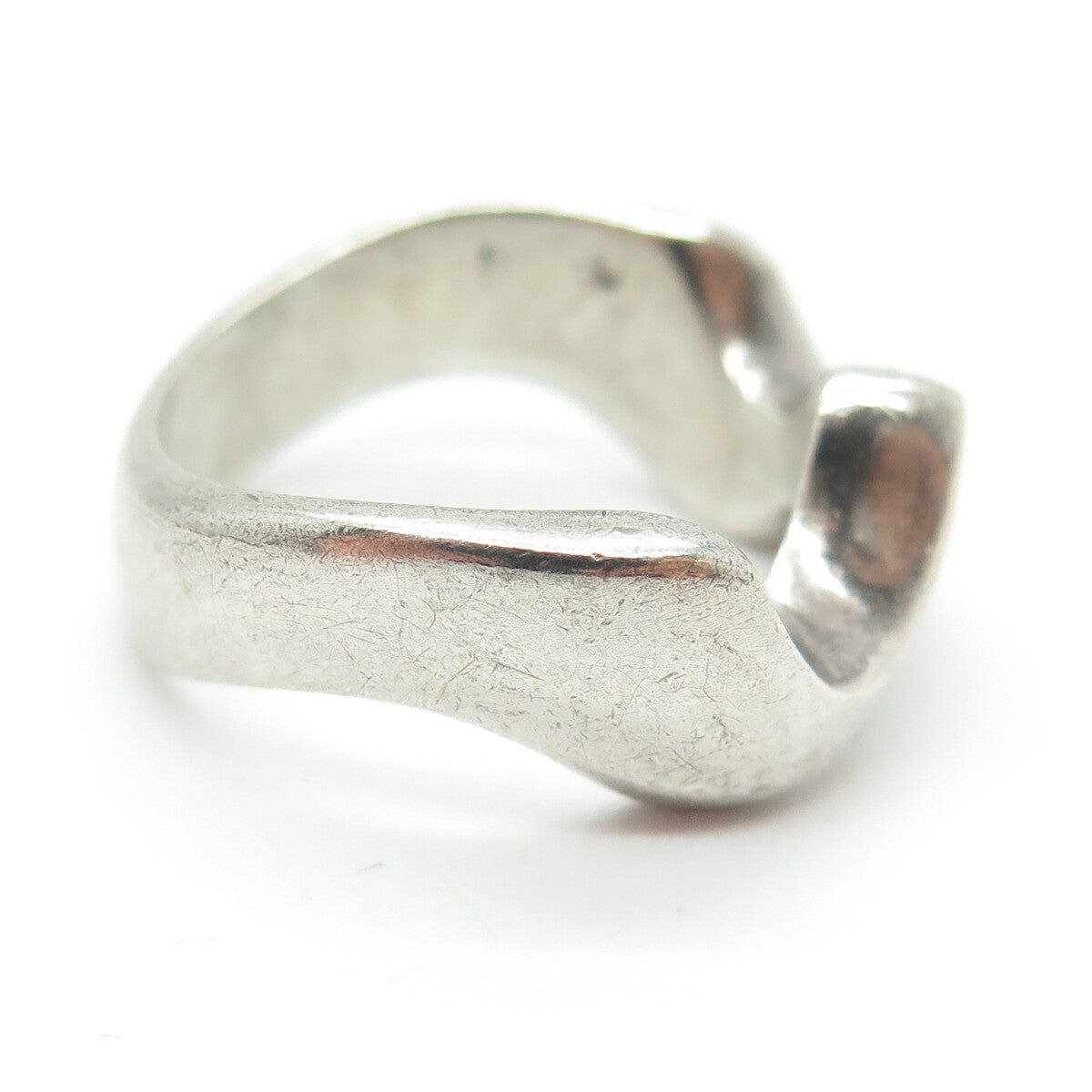 925 Sterling Silver Vintage Israel Wavy Oxidized Ring Size 8.25