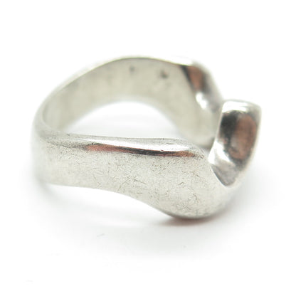 925 Sterling Silver Vintage Israel Wavy Oxidized Ring Size 8.25