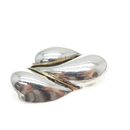 925 Sterling Silver 2-Tone Vintage Mexico Modernist Cloud Pin Brooch