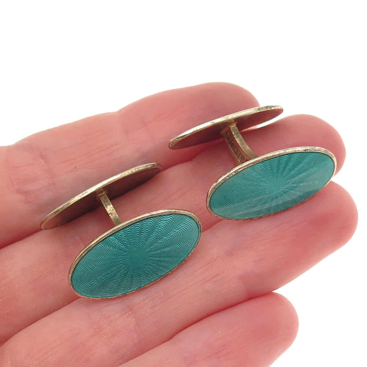David Andersen 925S Sterling Silver Gold Plated Vintage Norway Enamel Cufflinks