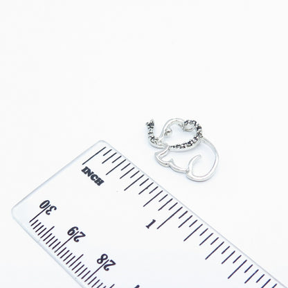 925 Sterling Silver Real Melanite Gem Elephant For Good Luck Slide Pendant