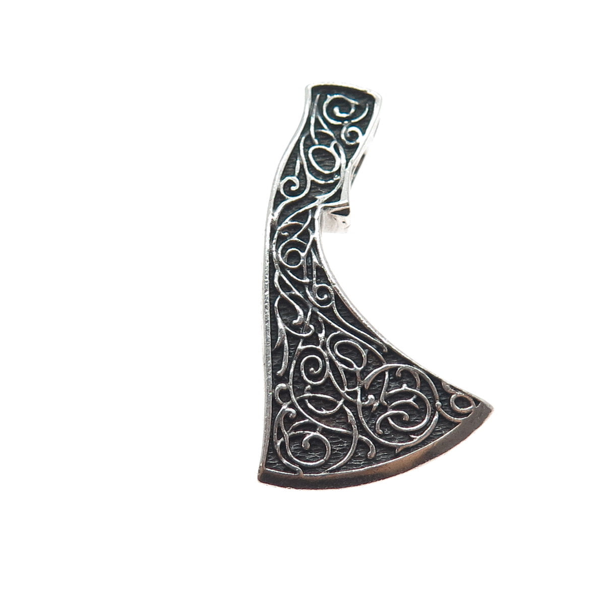 925 Sterling Silver Vintage Axe of Perun Oxidized Slide Charm Pendant