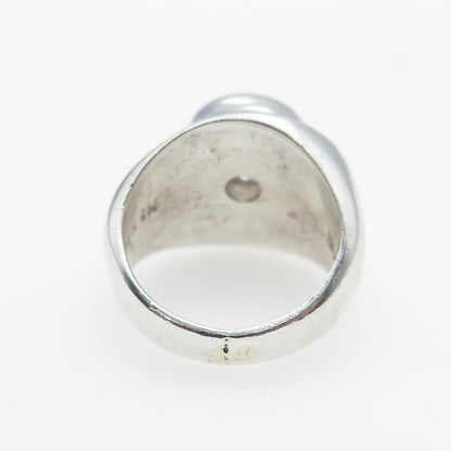 925 Sterling Silver Vintage Mexico Round-Cut C Z Modernist Ring Size 5.25