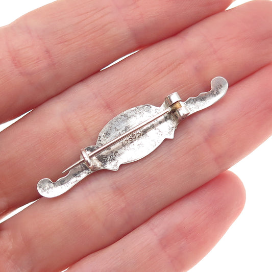 830S Silver Antique Art Deco Norway Elk Oxidized Pin Brooch