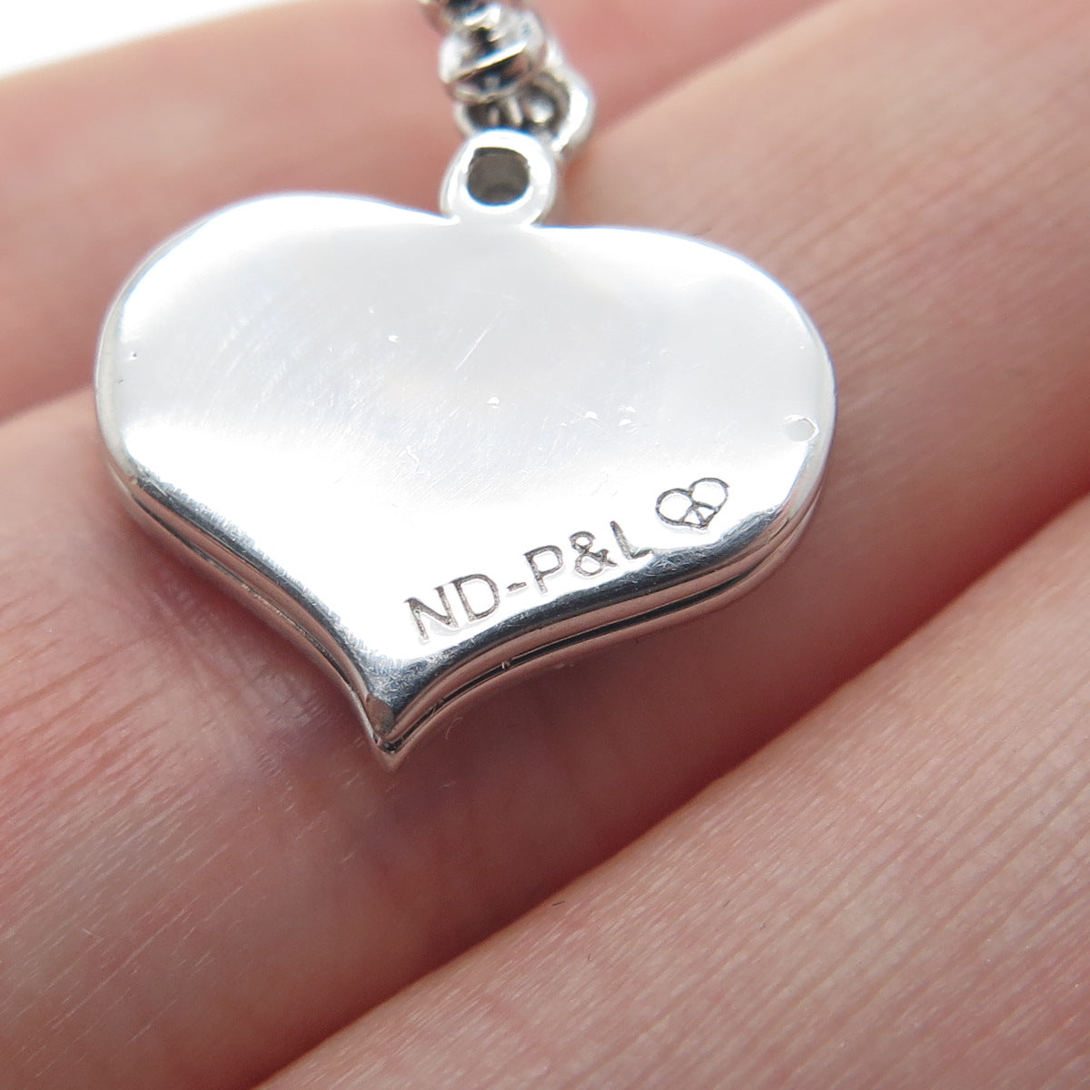 925 Sterling Silver Round-Cut C Z Peace Symbol Heart Minimalist Charm Pendant
