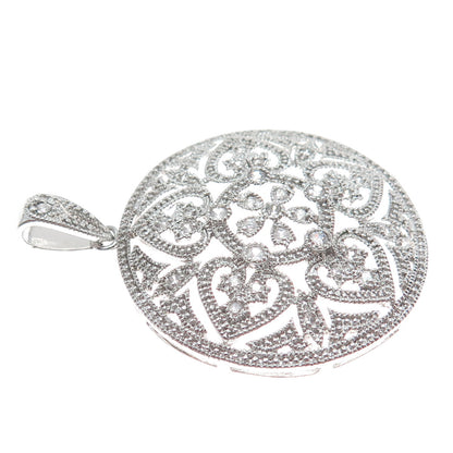 DEE BERKLEY JEWELRY 925 Sterling Silver Round-Cut Shaped C Z Sparkle Pendant