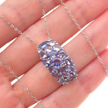 Chuck Clemency 925 Sterling Silver Real Tanzanite Cable Chain Necklace 20"