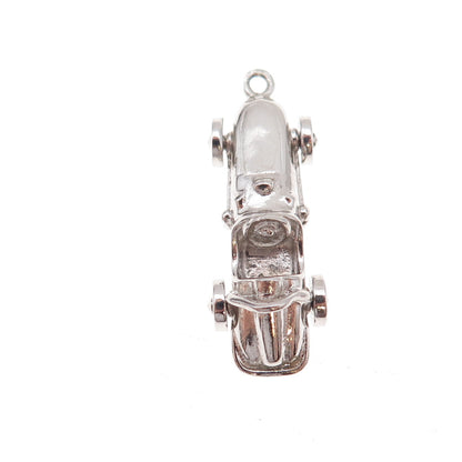 925 Sterling Silver Vintage Race Car 3D Charm Pendant