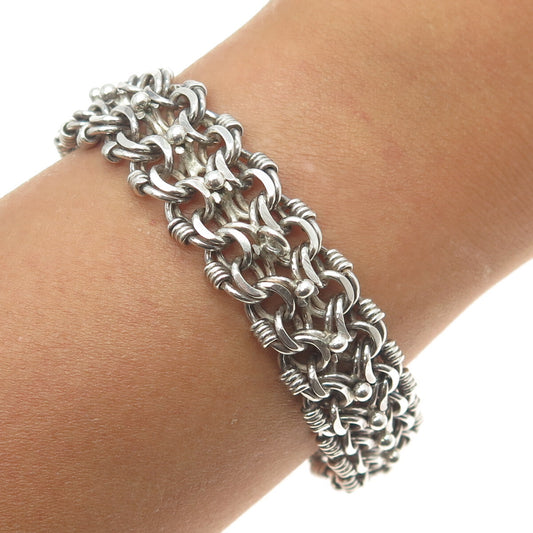925 Sterling Silver Vintage Voodo Link Bracelet 7.25"