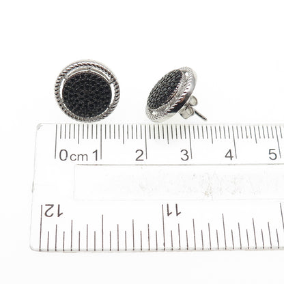 925 Sterling Silver Real Round-Cut Black Spinel Earrings