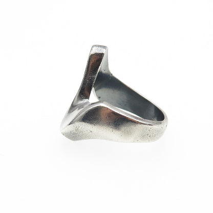 925 Sterling Silver Vintage Modernist Wavy Oxidized Ring Size 7