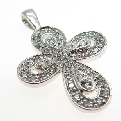 925 Sterling Silver Round-Cut C Z Cross Pendant