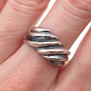 Boma 925 Sterling Silver Vintage Modernist Ribbed Oxidized Ring Size 7