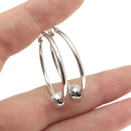 925 Sterling Silver Vintage Ball Bead Hoop Earrings