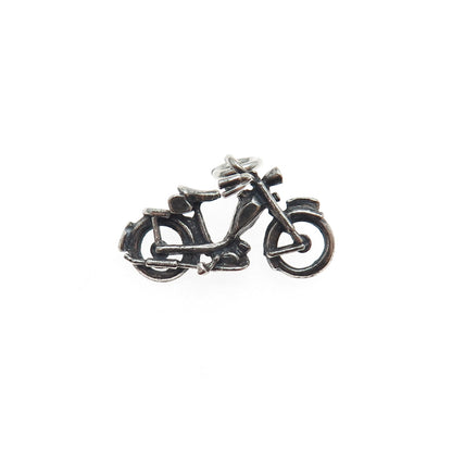 925 Sterling Silver Vintage Motorcycle Oxidized Mini Charm Pendant