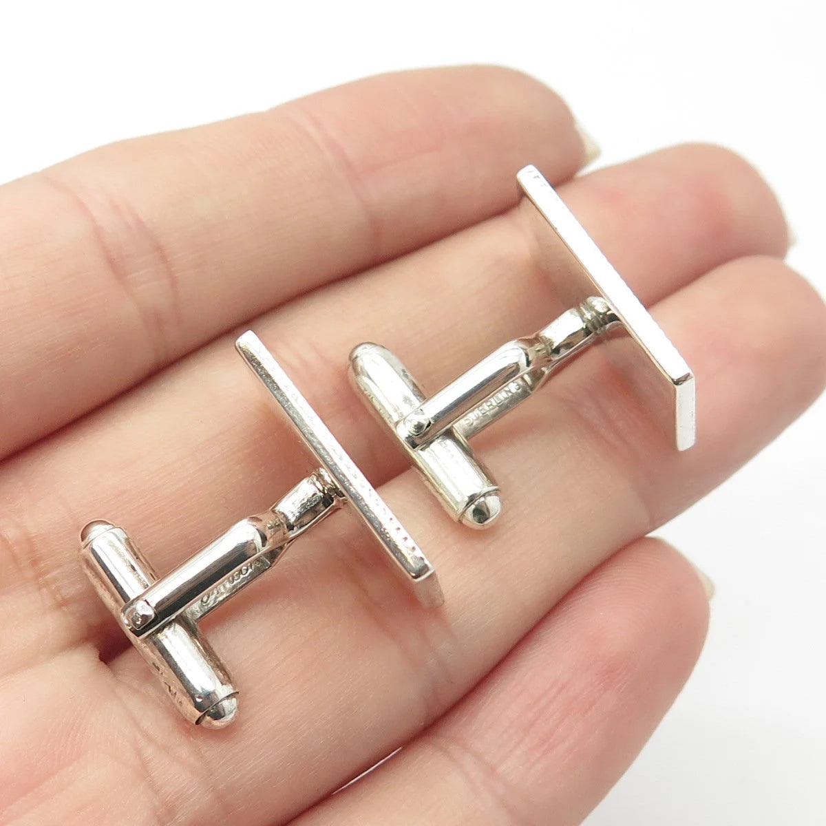 925 Sterling Silver Vintage Etched Cufflinks