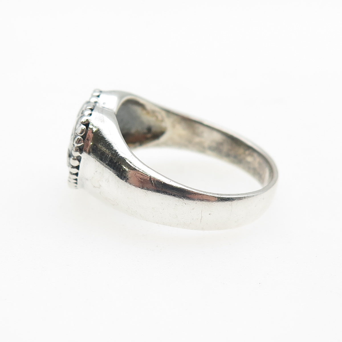 CHARLES WINSTON 925 Sterling Silver Vintage Heart Oxidized Ring Size 8.25