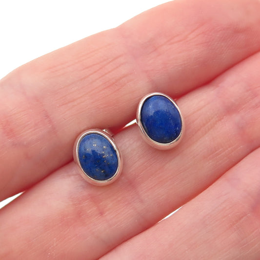 Old Pawn 925 Sterling Silver Vintage Southwestern Lapis Tribal Stud Earrings
