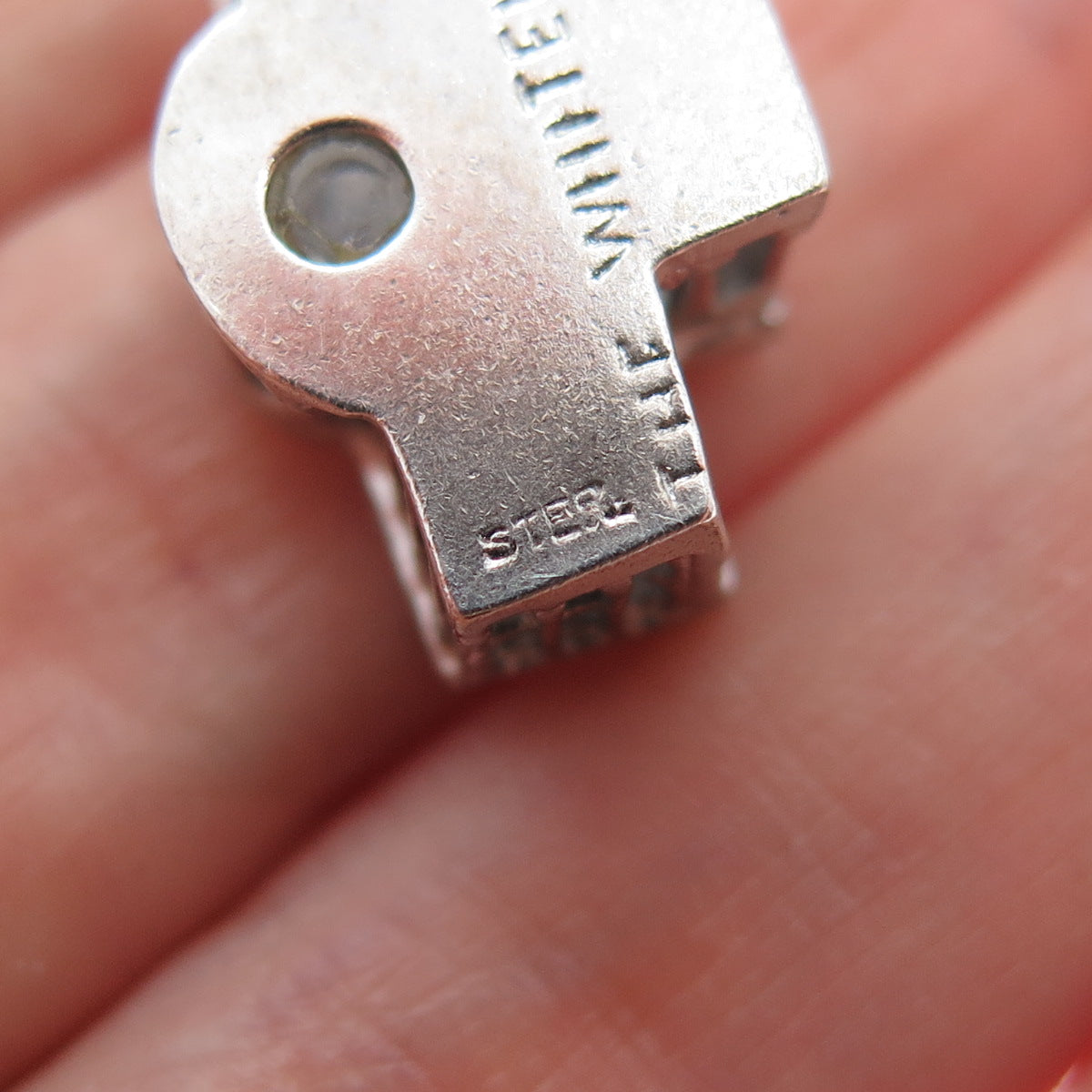 925 Sterling Silver Vintage The White House Stanhope Minimalist 3D Charm Pendant