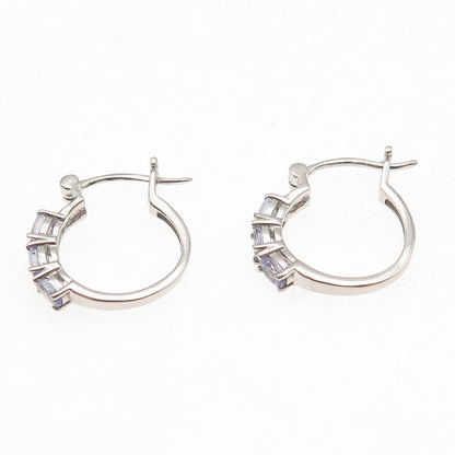 Chuck Clemency 925 Sterling Silver Real Oval-Cut Iolite Hoop Earrings