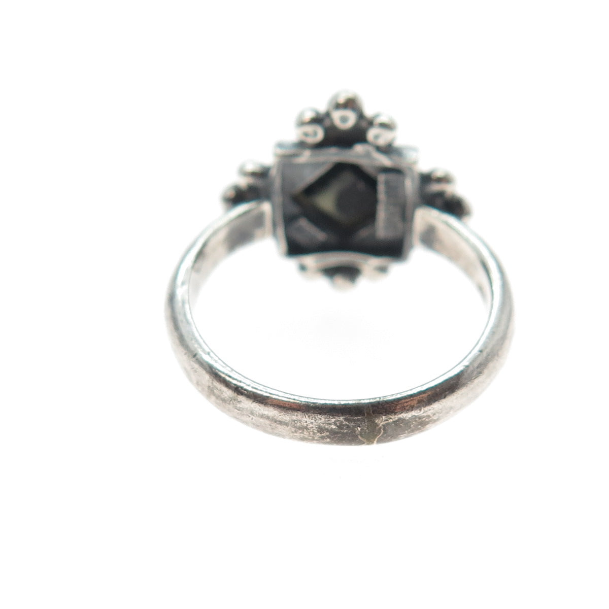 925 Sterling Silver Vintage Real Black Onyx Oxidized Ring Size 8